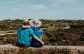 Happy loving young couple on vacation in the country