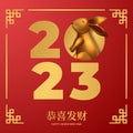 Happy lucky chinese new year 2023 year of rabbit greeting card template