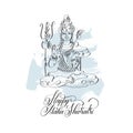 Happy Maha Shivratri black line art greeting card design