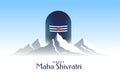 Happy maha shivratri card with shivling and mountain