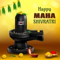 happy maha shivratri creative square banner background, vector shivling illustration Royalty Free Stock Photo