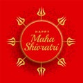 Happy maha shivratri red background with trishul decoration