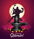 happy maha Shivratri with shiv ling, a Hindu festival celebrated of lord shiva night, english calligraphy. abstract vector