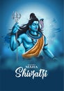 happy maha Shivratri with trisulam, a Hindu festival celebrated of lord shiva night, english calligraphy. abstract vector