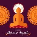 Happy Mahavir Jayanti poster wallpaper, lord Swami Jain festival greeting wishes vector, design banner