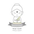 Happy Mahayana new year- Cute Buddha with warm greetings