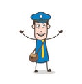 Happy Mailman Face with Open Hands Vector Royalty Free Stock Photo