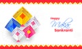 Happy Makar Sankranti background decorated with colorful kites f Royalty Free Stock Photo