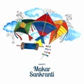 Happy makar sankranti celebration colorful kites card background Royalty Free Stock Photo