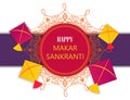 Happy Makar Sankranti, Colorful flying kites for Makar Sankranti festival Banner Poster Illustration Mandala Background Royalty Free Stock Photo