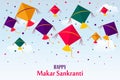 Happy Makar Sankranti, Colorful flying kites for Makar Sankranti festival Banner Poster Vector Illustration Sky Background Royalty Free Stock Photo