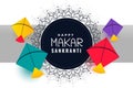 Happy makar sankranti festival background with colorful kites Royalty Free Stock Photo