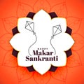 Happy makar sankranti orange creative festival background