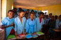 Happy Malagasy school children in classroom