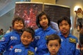 Happy Malay children visiting JAXA open-house Royalty Free Stock Photo