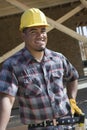 Happy Male Architect Wearing Hardhat