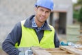 happy male builder looking at camera Royalty Free Stock Photo