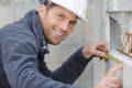 happy male builder looking at camera Royalty Free Stock Photo