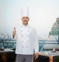 Happy male chef cook showing thumbs up Royalty Free Stock Photo