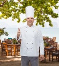 Happy male chef cook showing thumbs up Royalty Free Stock Photo