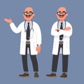 Happy male doctor. Character of the medical worker. Vector illus