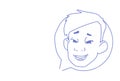 Happy male head chat bubble profile icon man avatar support service communication concept sketch doodle character