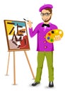 Happy male painter artist with glasses