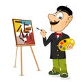 Happy male painter artist with mustache