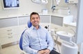 Happy male patient sitting on dental chair Royalty Free Stock Photo