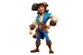 happy male pirate on white isolated background. Cartoon character. Generative AI illustration Royalty Free Stock Photo
