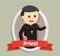 Happy male priest on emblem