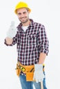 Happy male repairman gesturing thumbs up Royalty Free Stock Photo