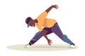 Happy man breakdancing on the floor, showcasing his talent and love for hip hop dance. Vector illustration