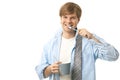 Happy man brushing teeth Royalty Free Stock Photo