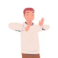 Happy Man Character Show Gesture and Smiling Vector Illustration