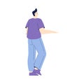 Happy Man Character Standing and Watching Something Vector Illustration