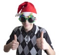 Happy man in Christmas party glasses Royalty Free Stock Photo