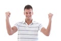 Happy man clenching fists Royalty Free Stock Photo