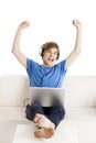 Happy man on the couch Royalty Free Stock Photo