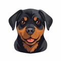 Cute Rottweiler Dog Vector - Minimalist Emoji Illustration