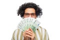 happy man with euro money Royalty Free Stock Photo