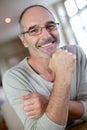 Happy man with eyeglasses at home Royalty Free Stock Photo