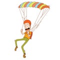 Happy Man Flying by Using Parachute Royalty Free Stock Photo