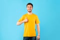 Happy man gesturing thumbs up and smiling Royalty Free Stock Photo