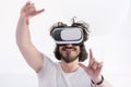 Man using headset of virtual reality Royalty Free Stock Photo