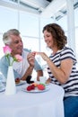 Happy man gifting ring to woman Royalty Free Stock Photo