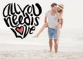 Happy man giving woman piggyback on beach Royalty Free Stock Photo