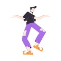 Happy Man at Halloween Party Dancing in Ragged Costume Vector Illustration