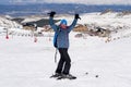 Happy man happy in snow mountains at Sierra Nevada ski resort in Spain Royalty Free Stock Photo