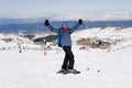 Happy man happy in snow mountains at Sierra Nevada ski resort in Spain Royalty Free Stock Photo